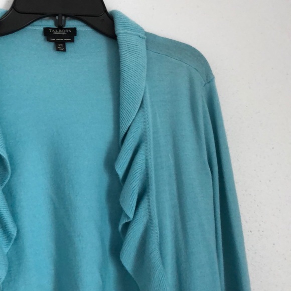 Talbots - Merino Wool Open Front Ruffle Cardigan - Picture 3 of 5